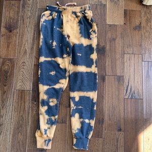Bleached tie dyed champion sweatpants
